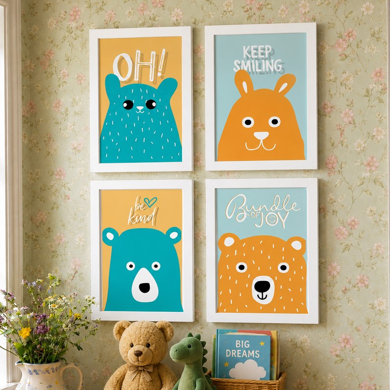 Cheerful Bears Paper Wall Art