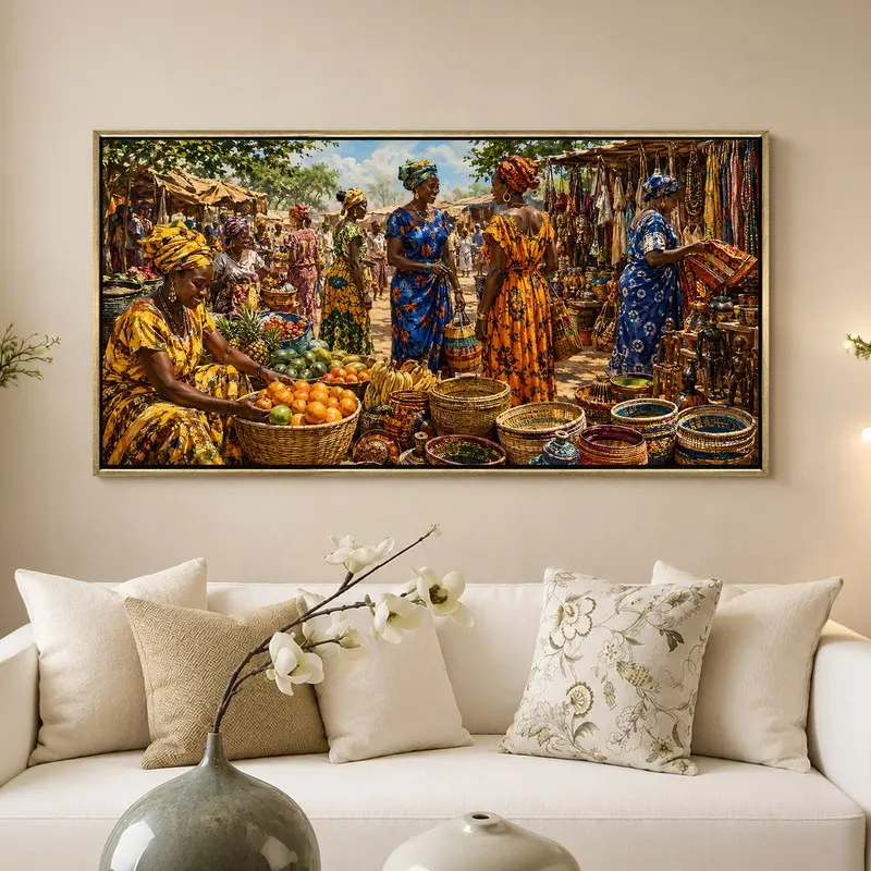 Rhythms of the Market Canvas Wall Art With Frame - 380 GSM