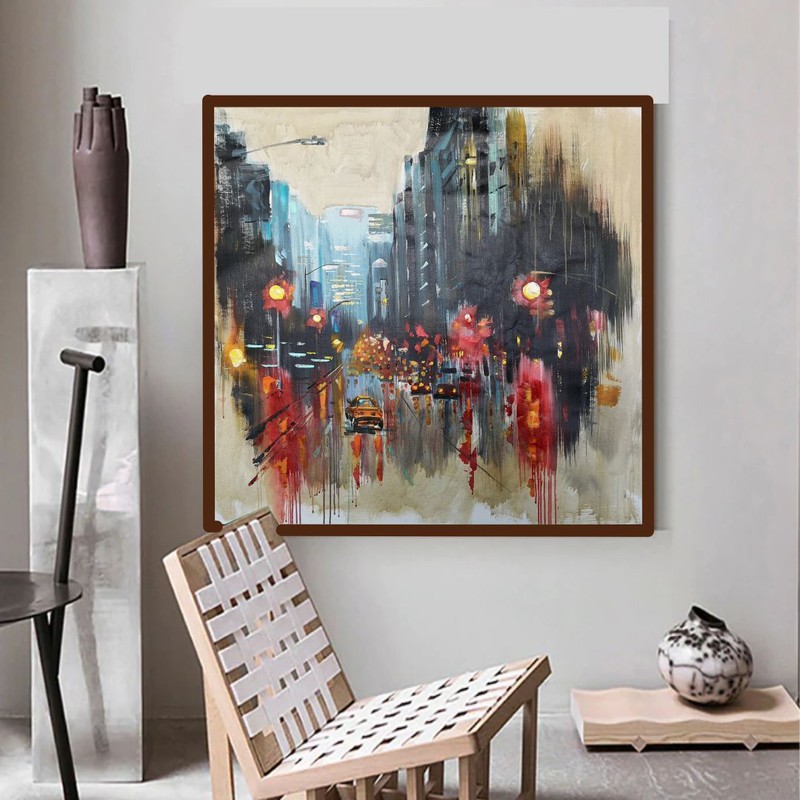 Rainy Cityscape Canvas Wall Painting