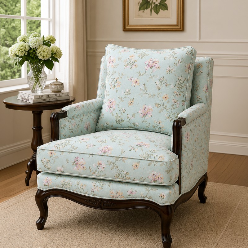Fleur Teak Wood & Faux Suede Lounge Chair