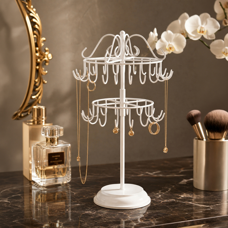 Twirl & Treasure Metal Jewelry Stand - White