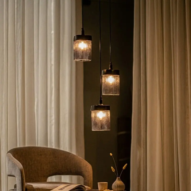Smoky Crystal Cluster Glass Ceiling Lamp