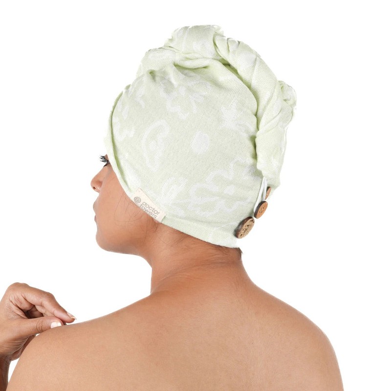 Banana Jacquard floral Hair Towel 210 GSM - Pastel Green