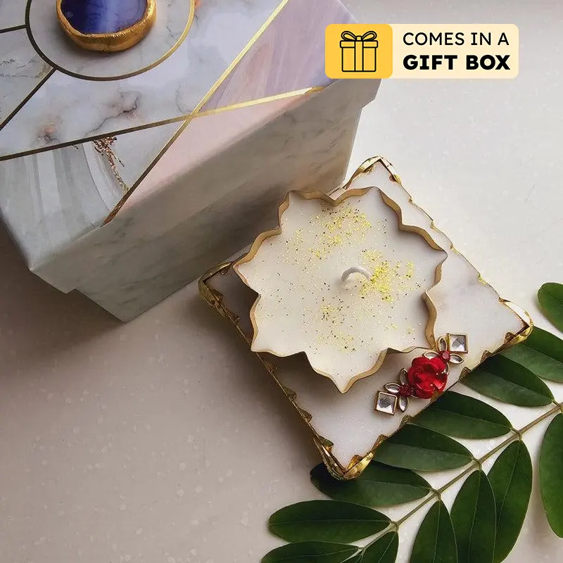 Harshita Handcarved Phool candle With Brass Bowl