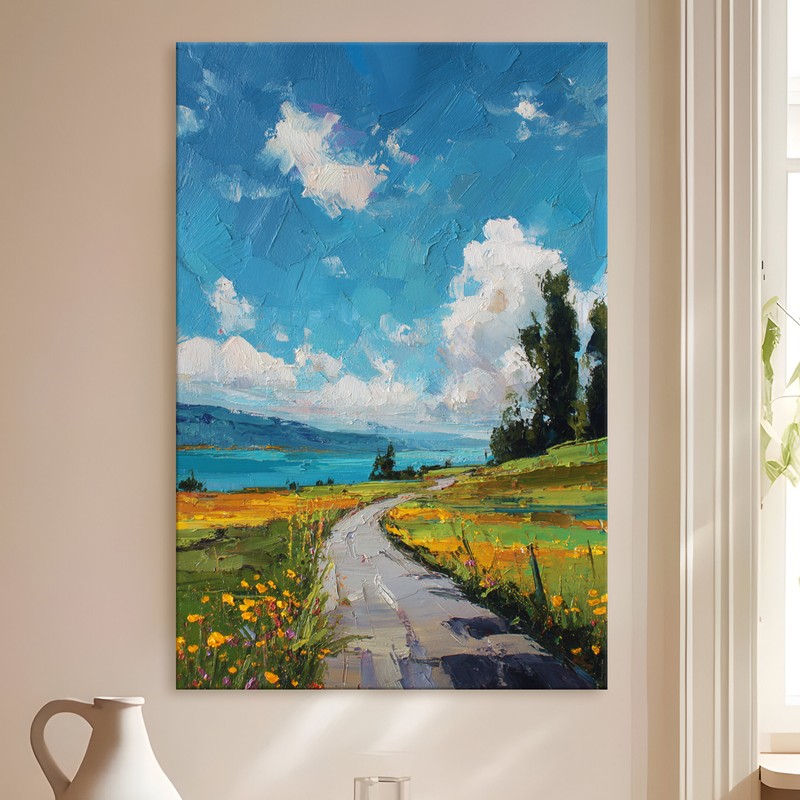 Wildflower Path Gallery Wrapped Canvas Wall Painting