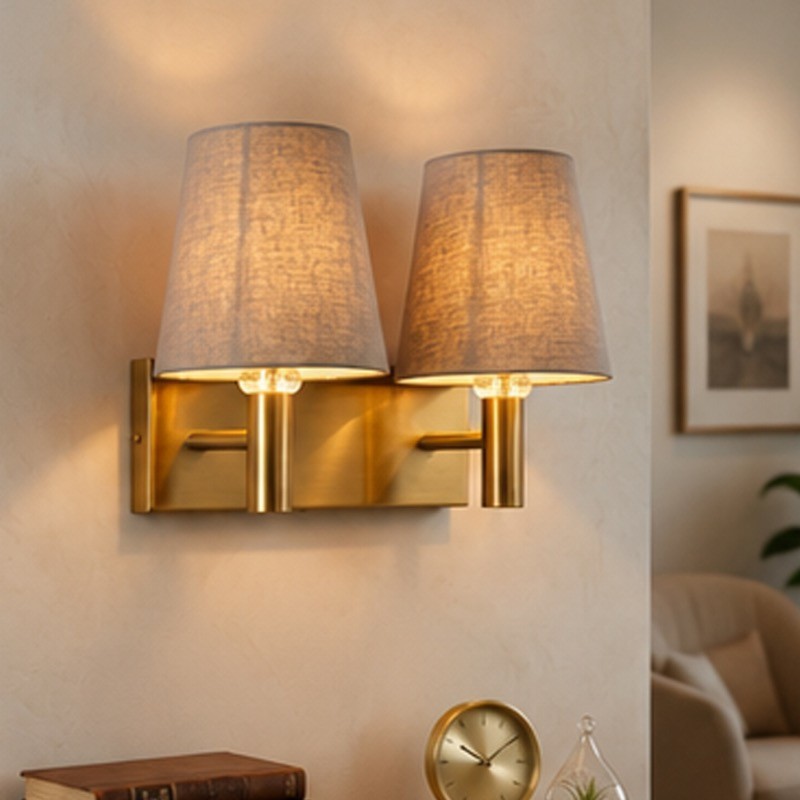 Elvarra Twin Cotton Wall Lamp - Grey