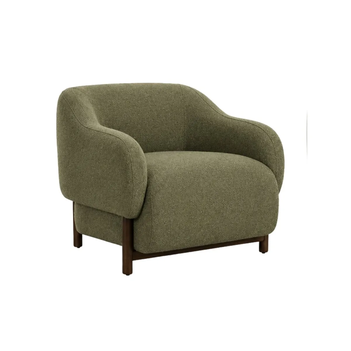 Sage green suede accent chair shown against a white background