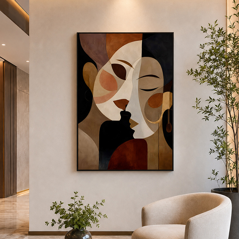 Fractured Embrace Canvas Wall Painting With Frame - Small