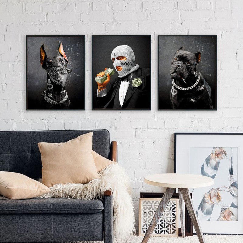 Dapper Dogs Wall Painting With Frame - Small