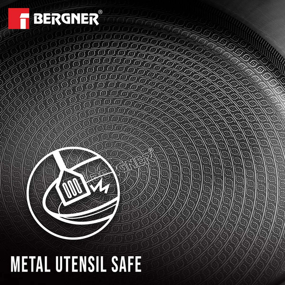 Close-up of the pot interior with circular textured non-stick surface