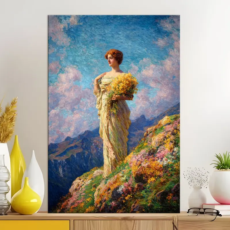 Alpine Blossom Muse Canvas Wall Painting