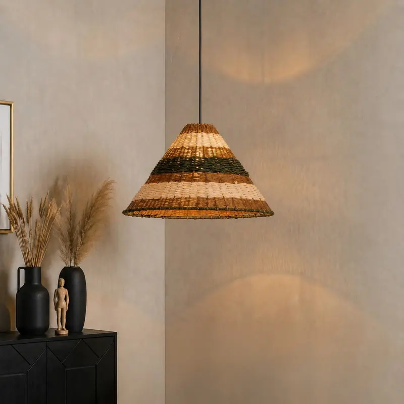 Coastal Stripe Cotton Ceiling Lamp