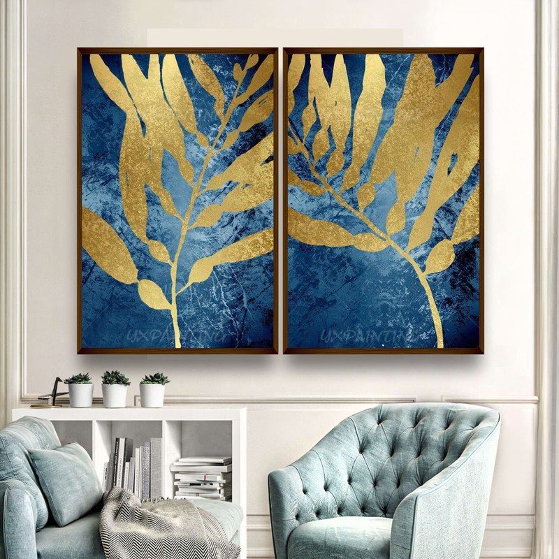Gilded Botanica Canvas Wall Painting - Set of Two