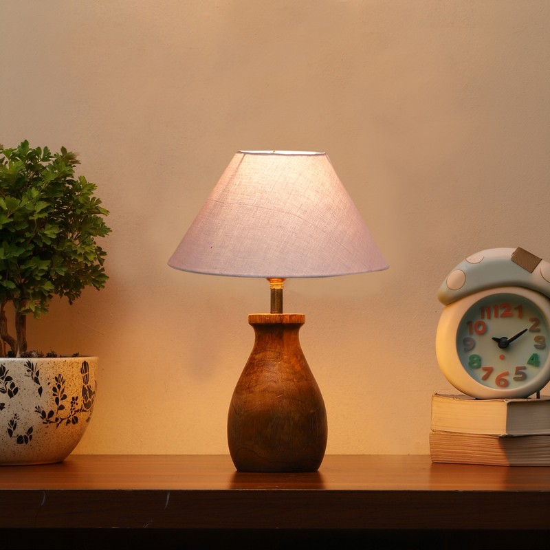 Pyrula Wooden Table Lamp - Light Grey