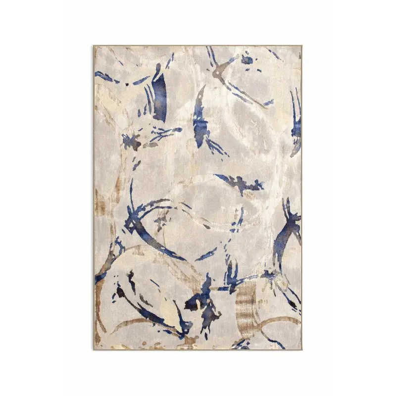 Flow Scape Velvet Carpet - Beige,Blue