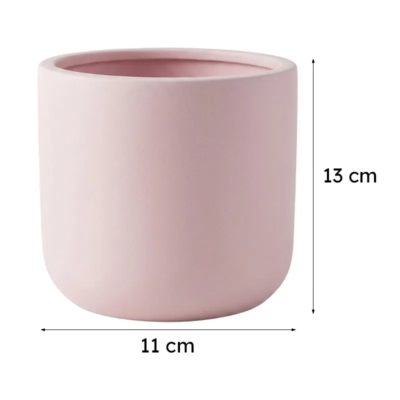 Lilac planter shown with arrows indicating 13 cm height and 11 cm width