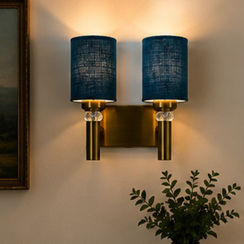 Aurelle Twin Jute Wall Lamp - Blue