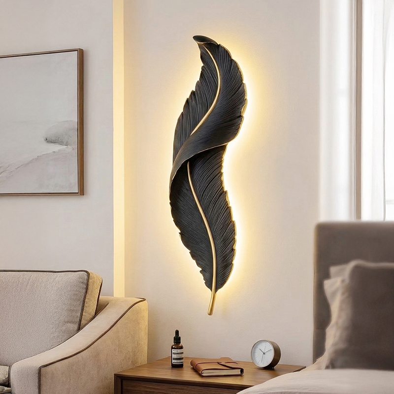 Wisp Leaf Silhouette Metal Wall Lamp