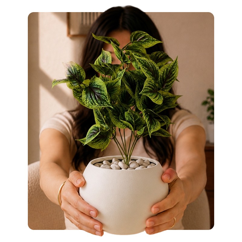48 cm Faux Dragon Heart Coleus Plant With Black Plastic Pot