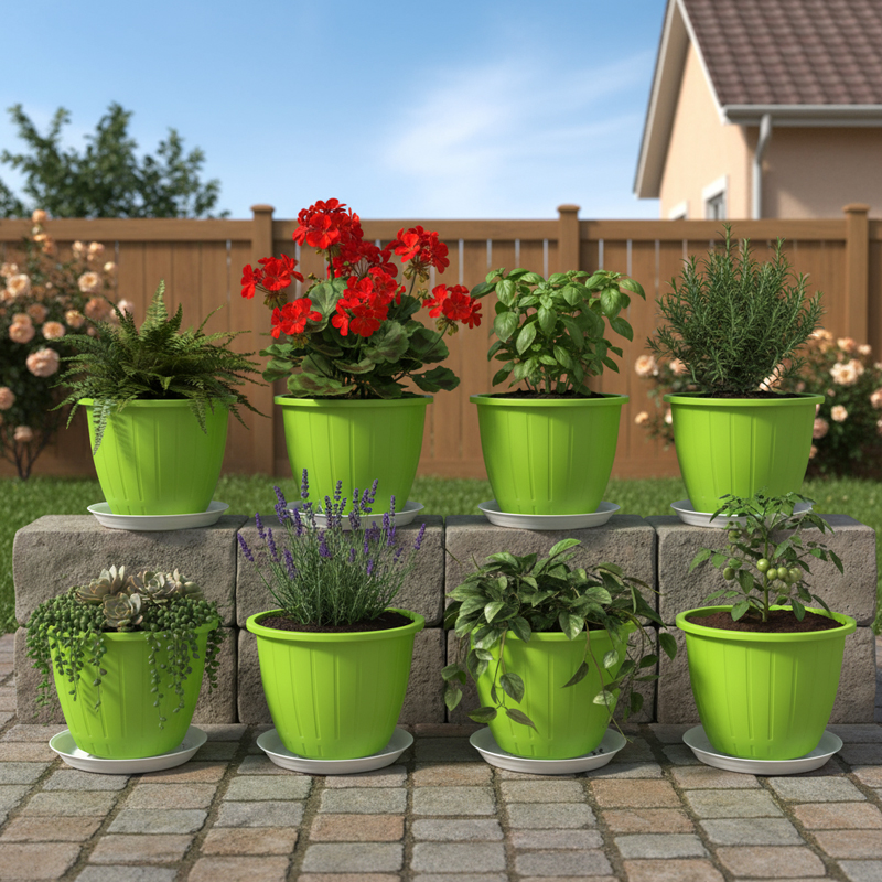 Ocean Hue Green Planter - Sixteen Piece Set