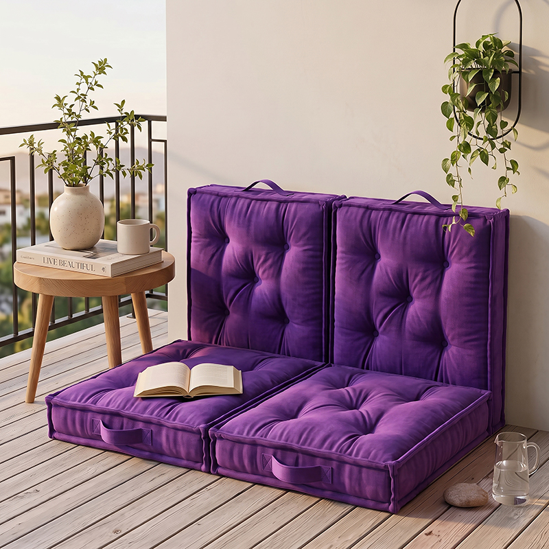 Lounge Bloom Floor Cushion (Violet) - Set of Four - 16 x 16 Inches