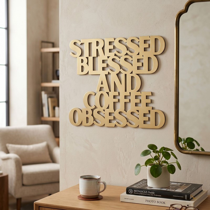 Stressed Blessed and Coffee Obsessed Wall Accent