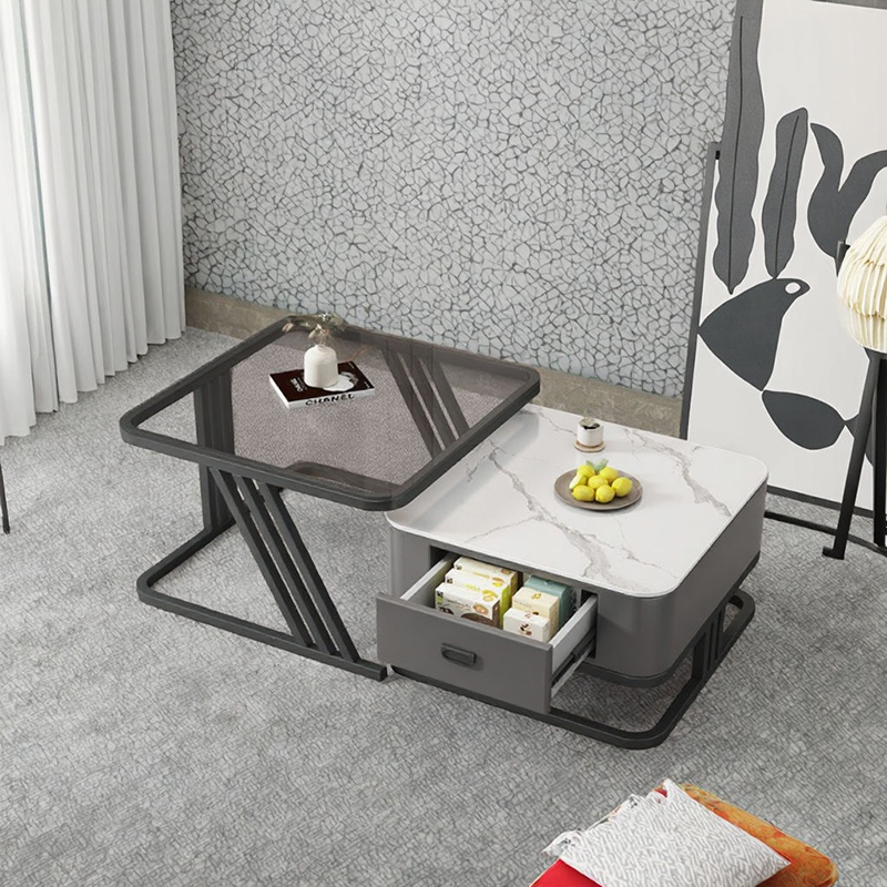 Cafe Style Marble Top Accent Tables - Two Piece Set
