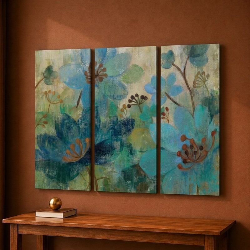 Aqua Bloom Canvas Wall Painting