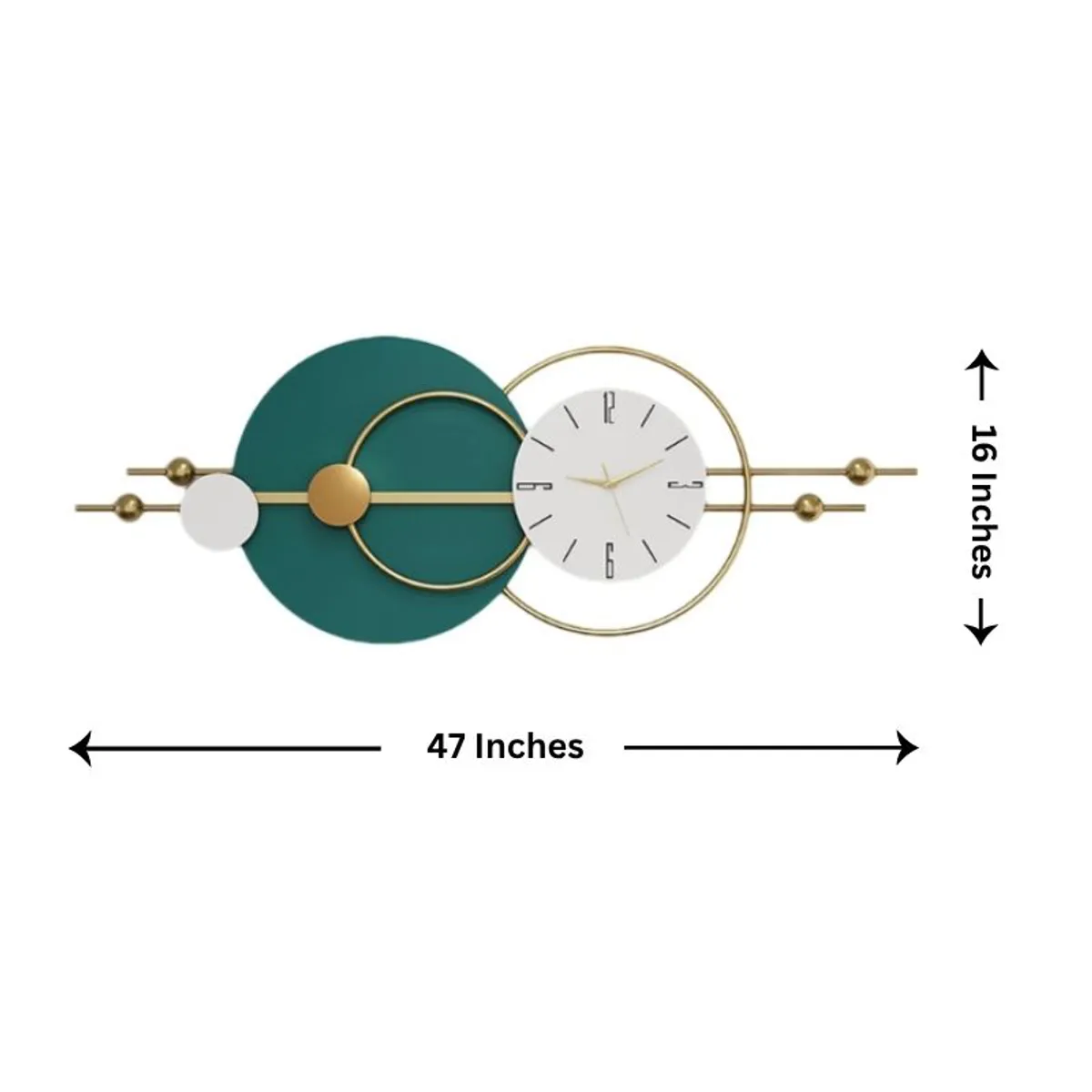 Front view of the wall clock with overall size shown visually