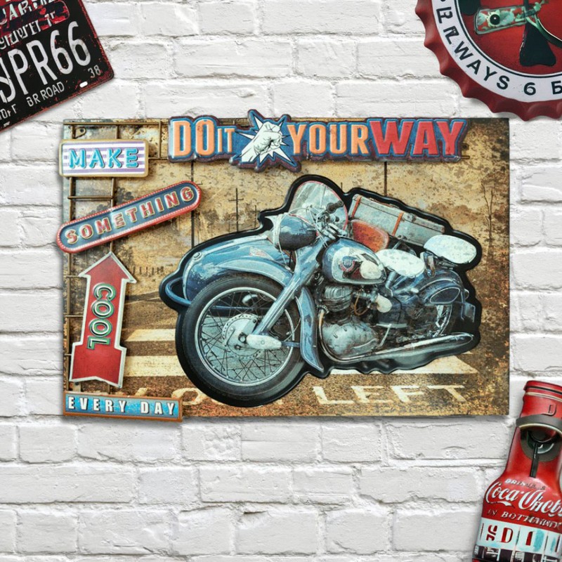 3D Moto Metal & Wood Wall Accent