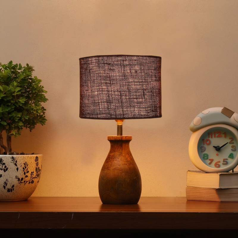 Xylia Wooden Table Lamp - Brown