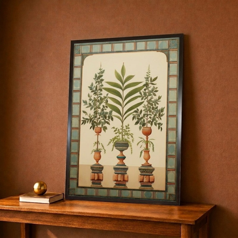 Ornamental Flower Motif Canvas Wall Painting