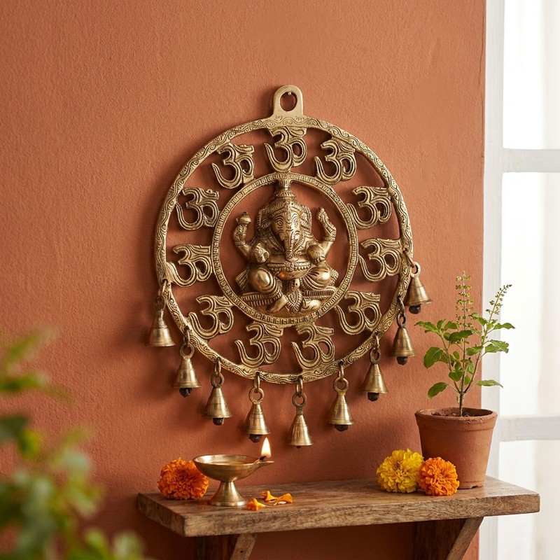 Om Ganesha Brass Wall Accent