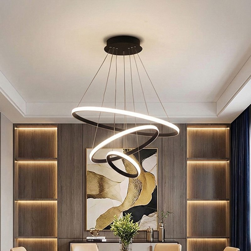 Sierra Modern Ring Acrylic Ceiling Lamp - Black