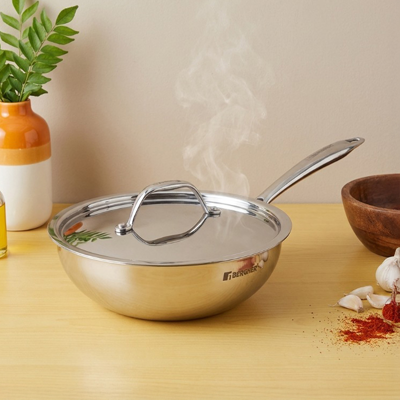 Sizzle Triply Wok With Lid - 2200 mL - 2200 mL