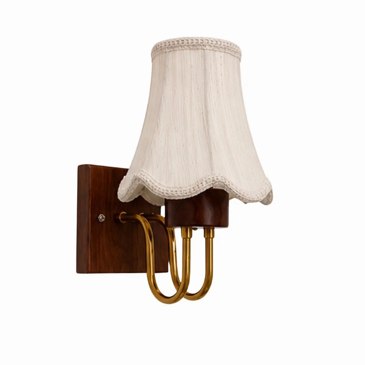 White cotton-shade wall lamp shown against a plain background