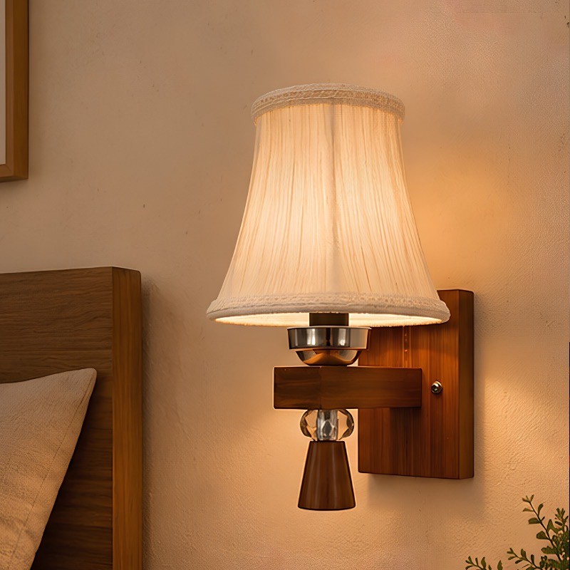 Pleated Bell Cotton Wall Lamp - White