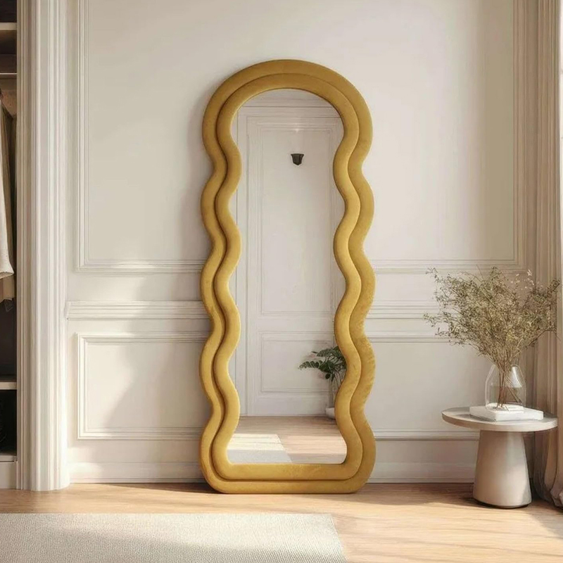 The Ripple Edge Floor Mirror - Yellow - Small