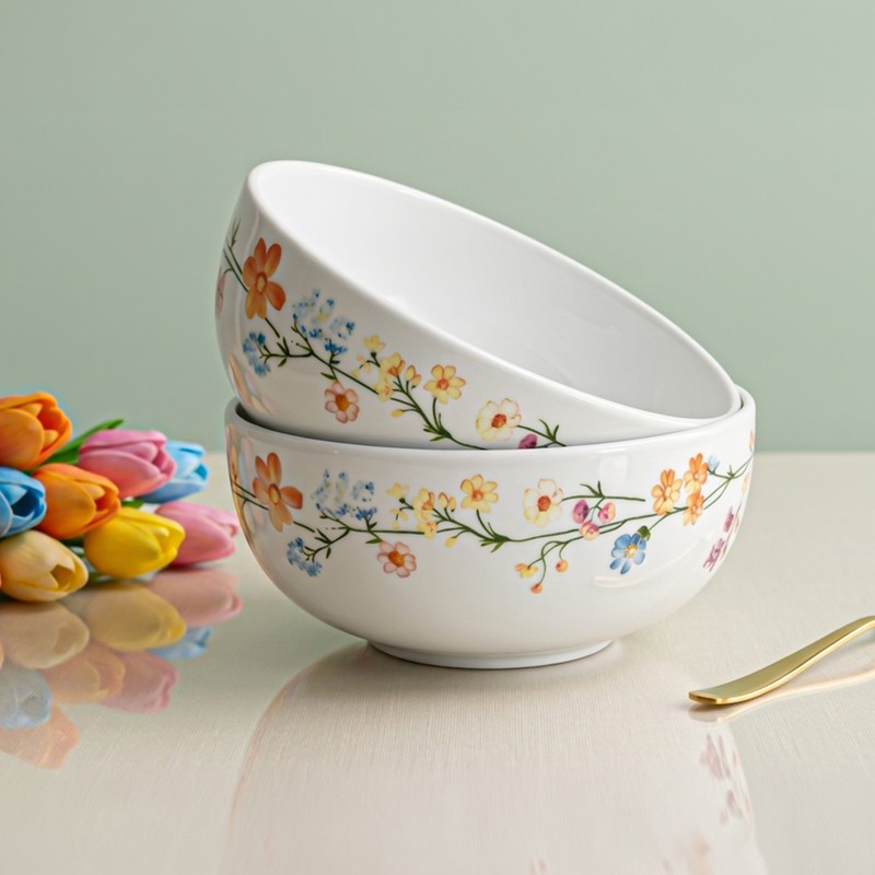 Fenwick Porcelain Serving Bowls (Multicolor/900 mL Each) - Set of Two - 900 mL