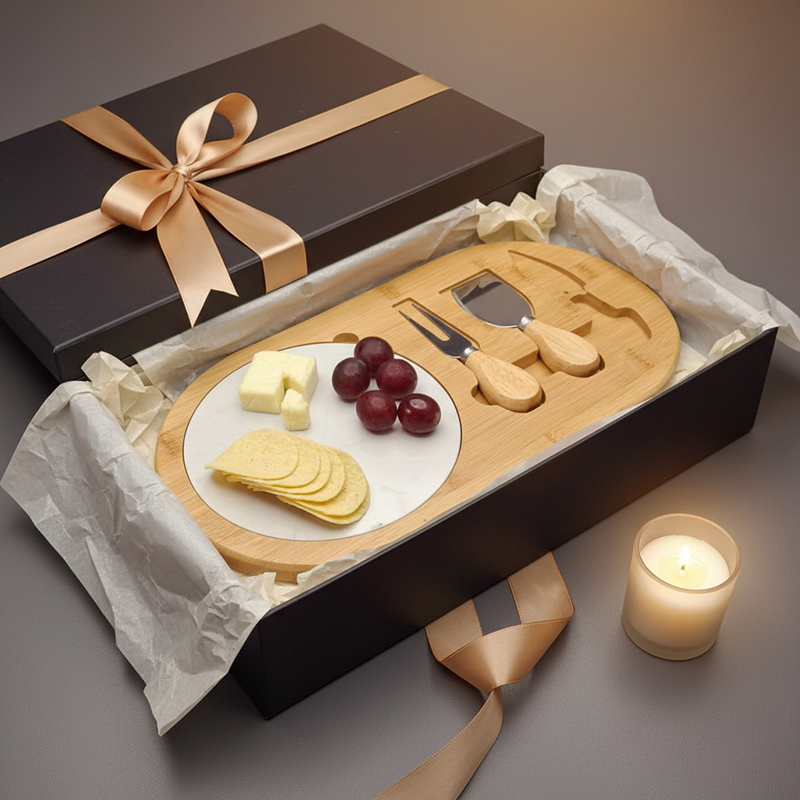 Grove & Grain (Wood,Marble,Stainless Steel) Cheese Platter - Five Piece Set