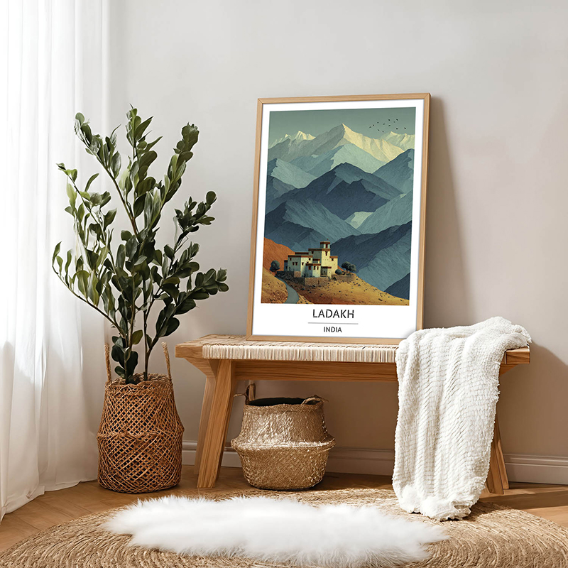 Layers of Ladakh Wall Art With Brown Frame - Small