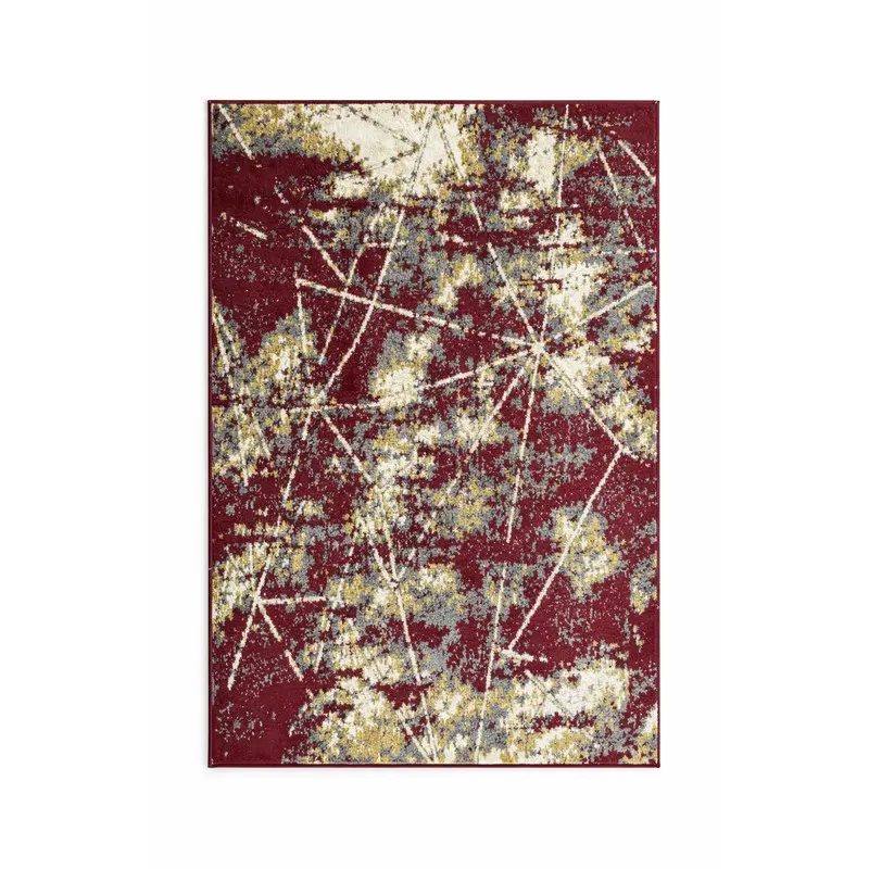 Art Flow Velvet Carpet - Maroon,Beige
