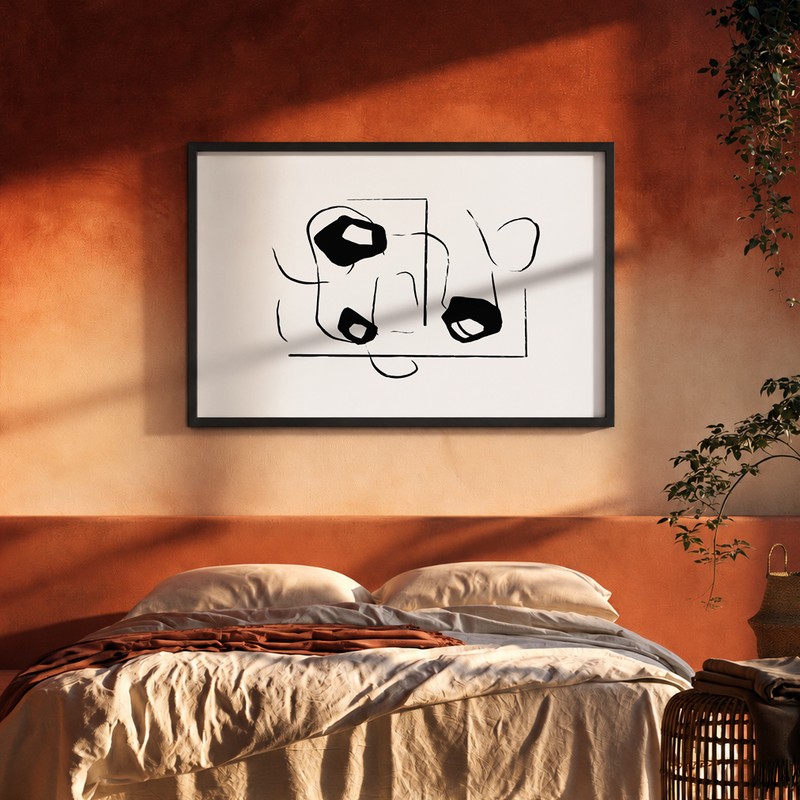 Abstract Glyph Canvas Wall Painting With Frame
