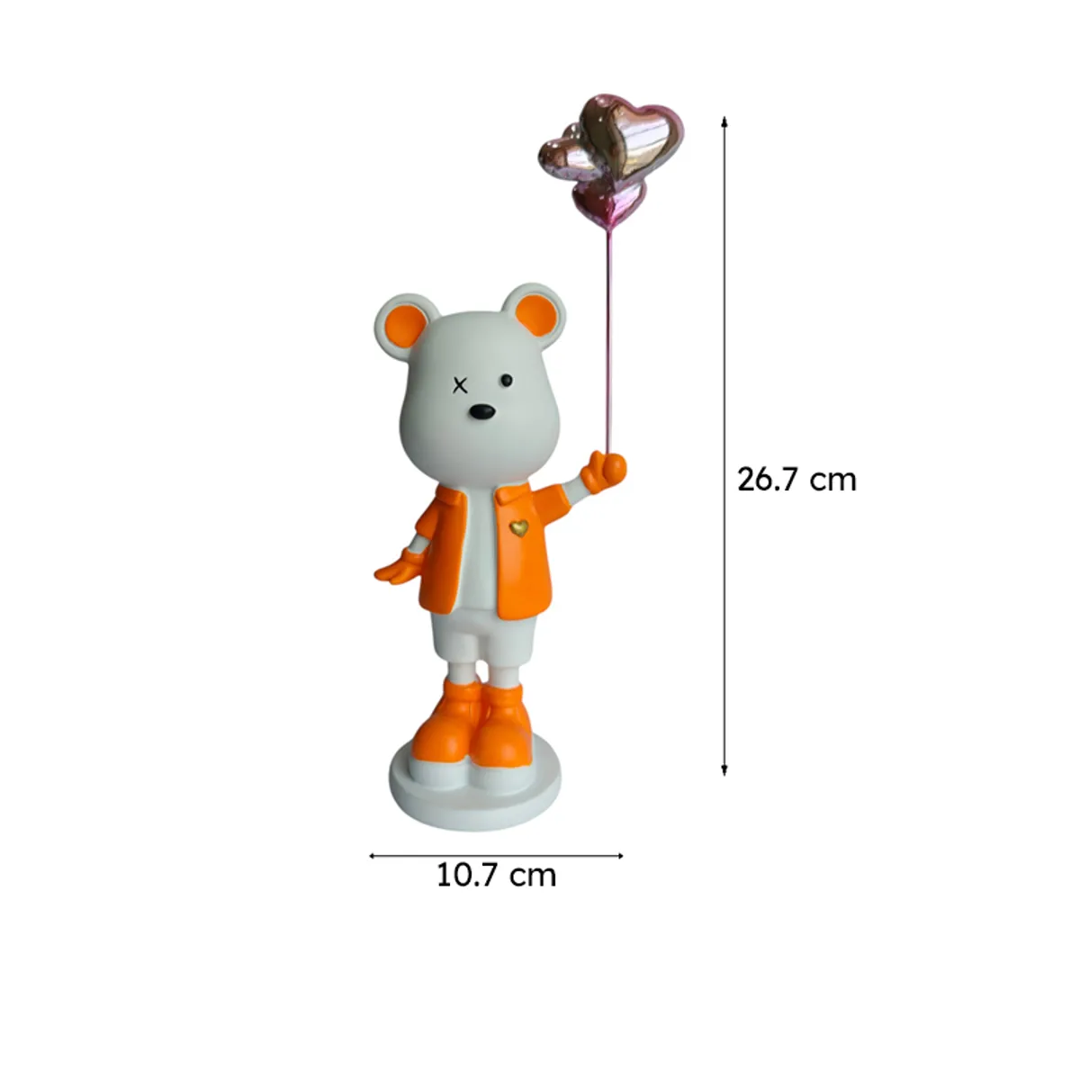 Bear showpiece with visible height and width measurement markings