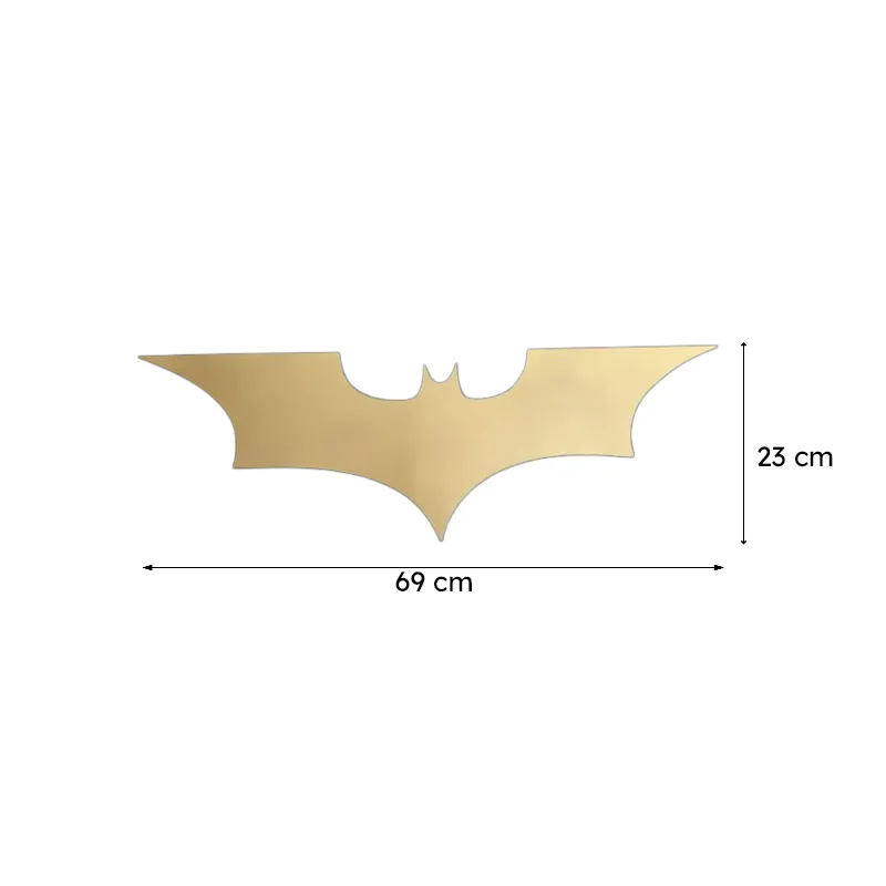 Gold Batman wall accent with visible width and height markings