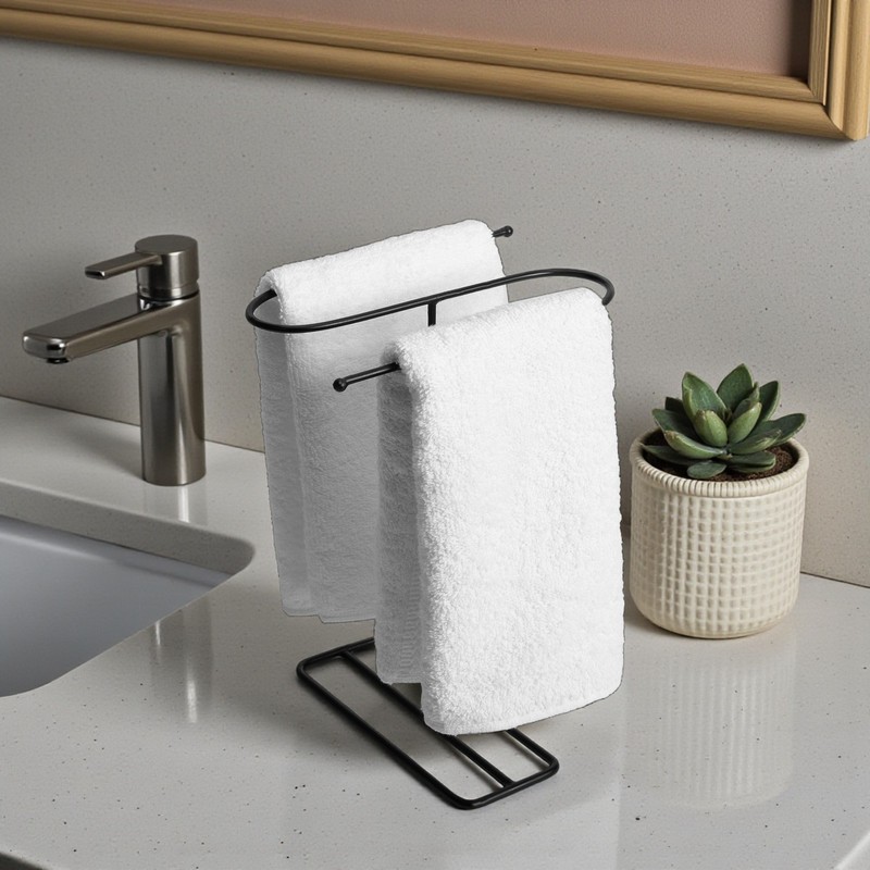 Aero Hold Black Iron Towel Hanger