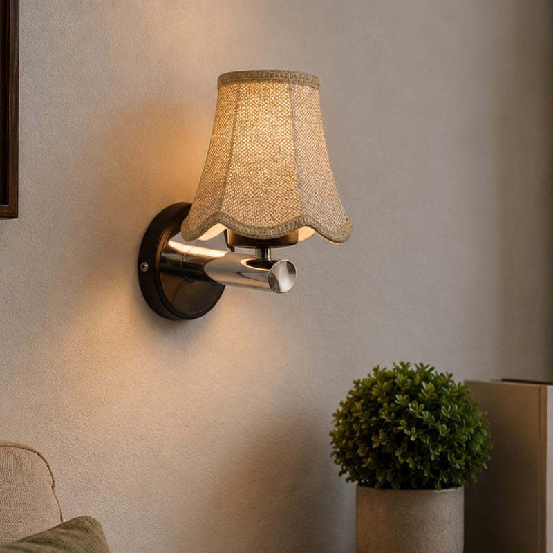 Velvet Glow Jute Wall Lamp - Beige