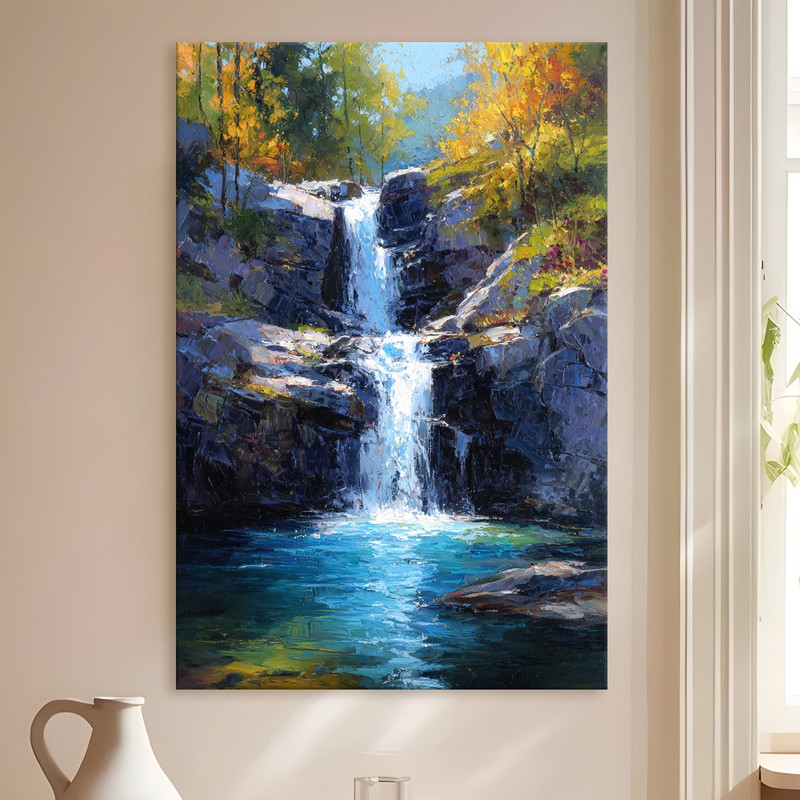 Forest Cascade Gallery Wrapped Canvas Wall Painting