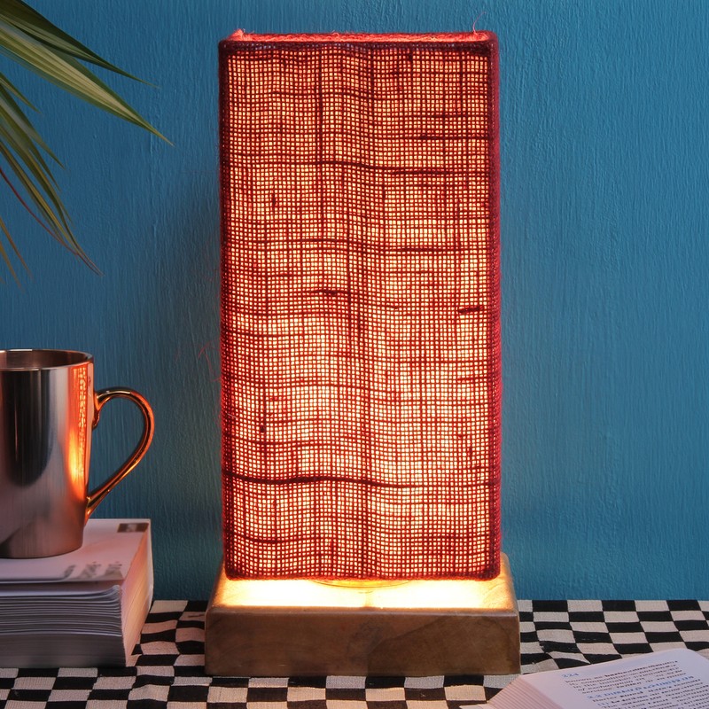 Juncus Wooden Table Lamp - Red