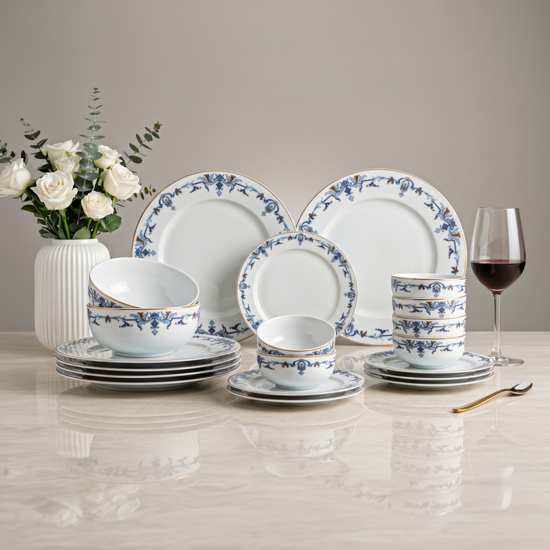 Tewkesbury Porcelain Dinner Set (Blue & White) - 20 Piece Set